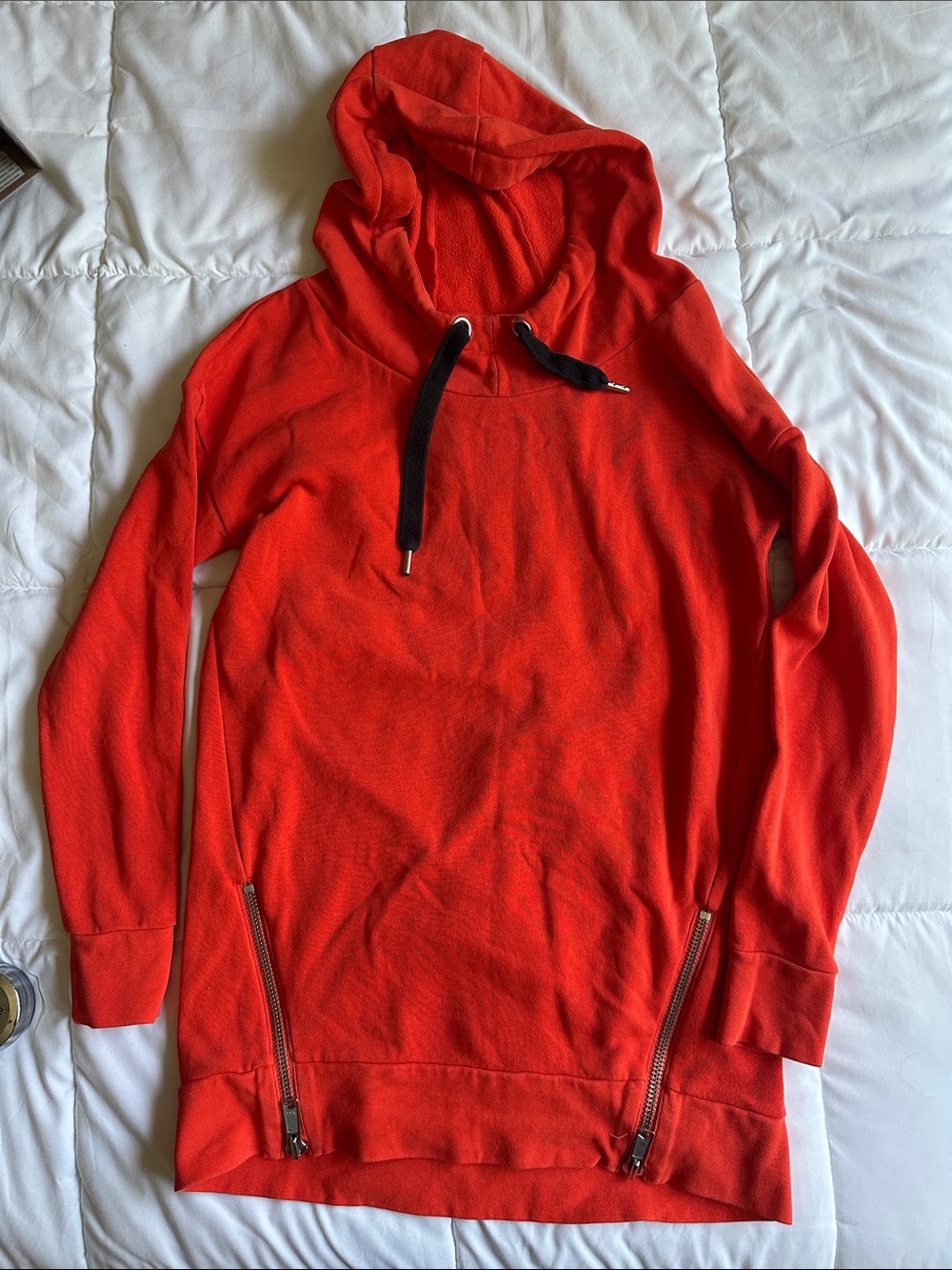Abound Women's Hooded Sweatshirt in Bright Orange with Zip Accents